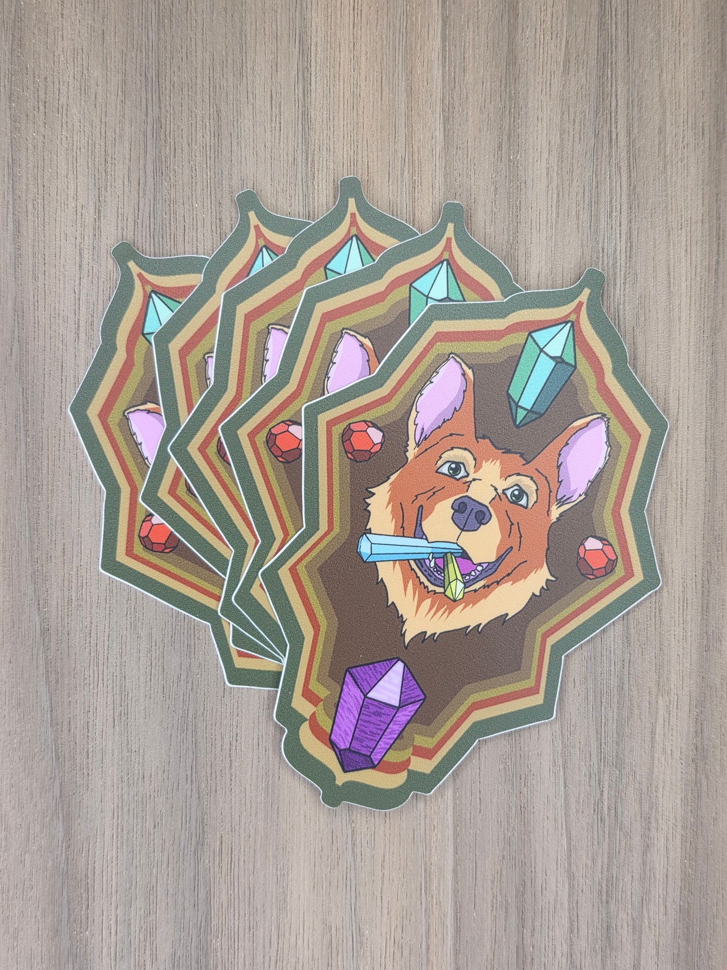 Crystal Corgi - Sticker - Earthy Tones