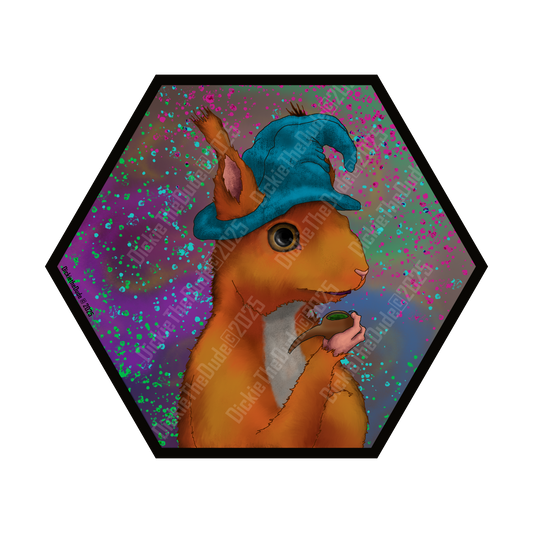 Red Squirrel Wizard Sticker