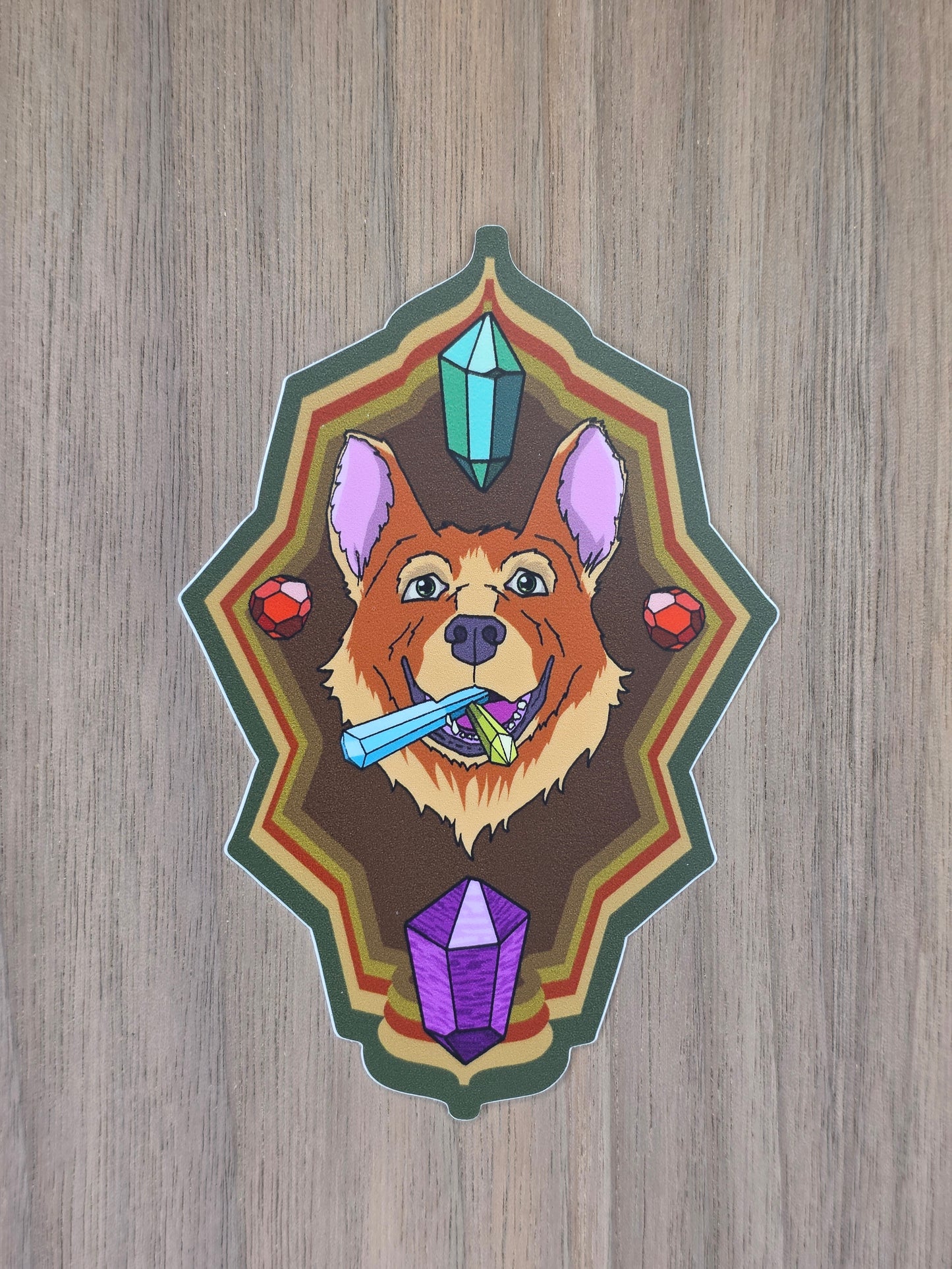 Crystal Corgi - Sticker - Earthy Tones