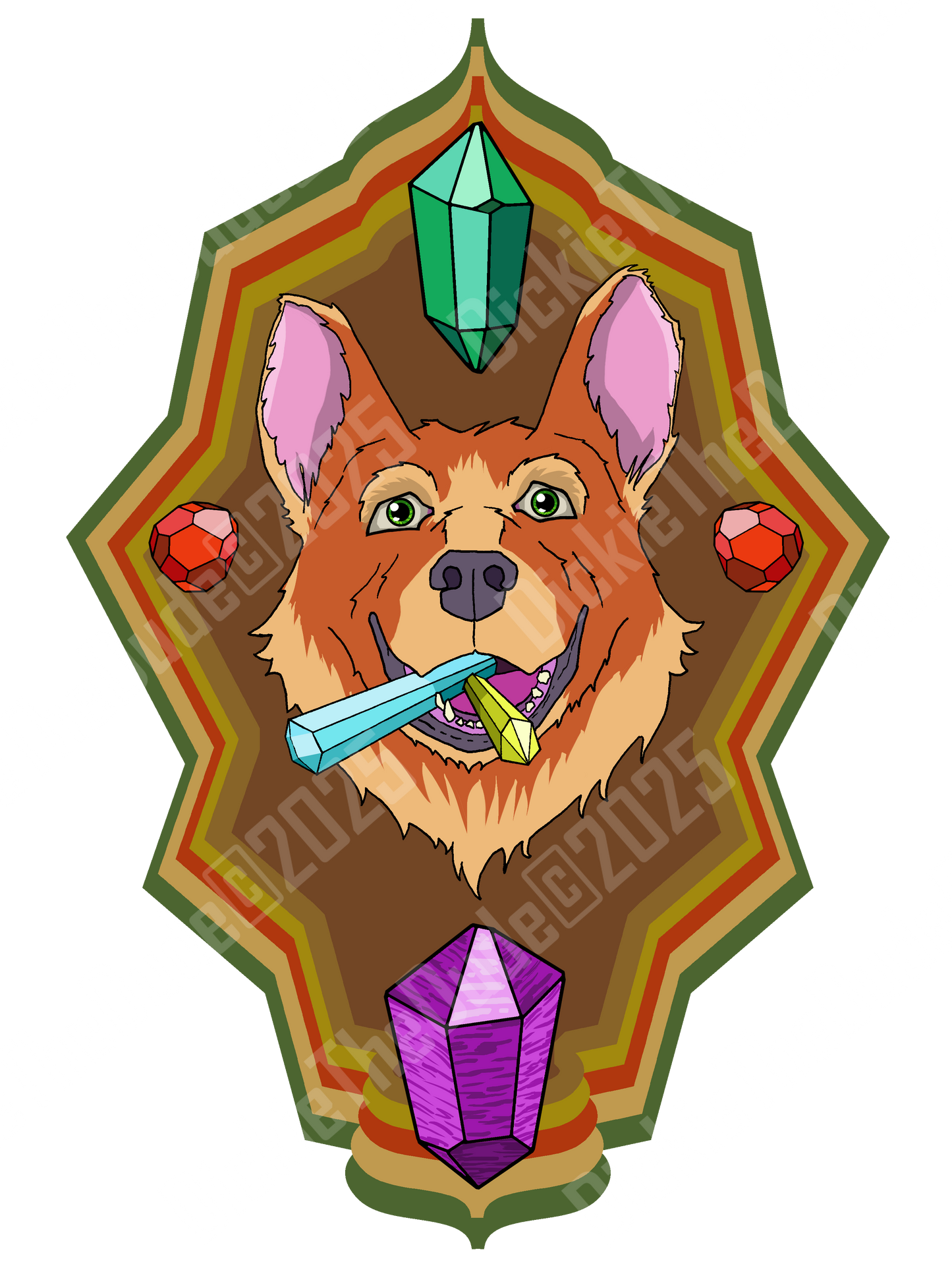 Crystal Corgi - Sticker - Earthy Tones