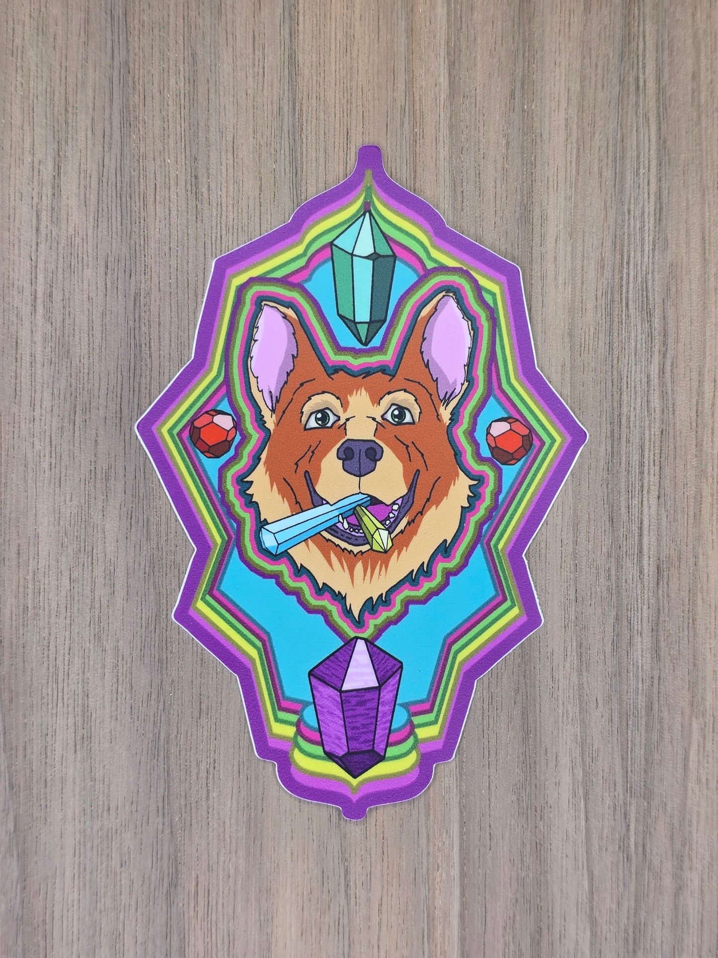 Crystal Corgi - Sticker -Trippy Tones