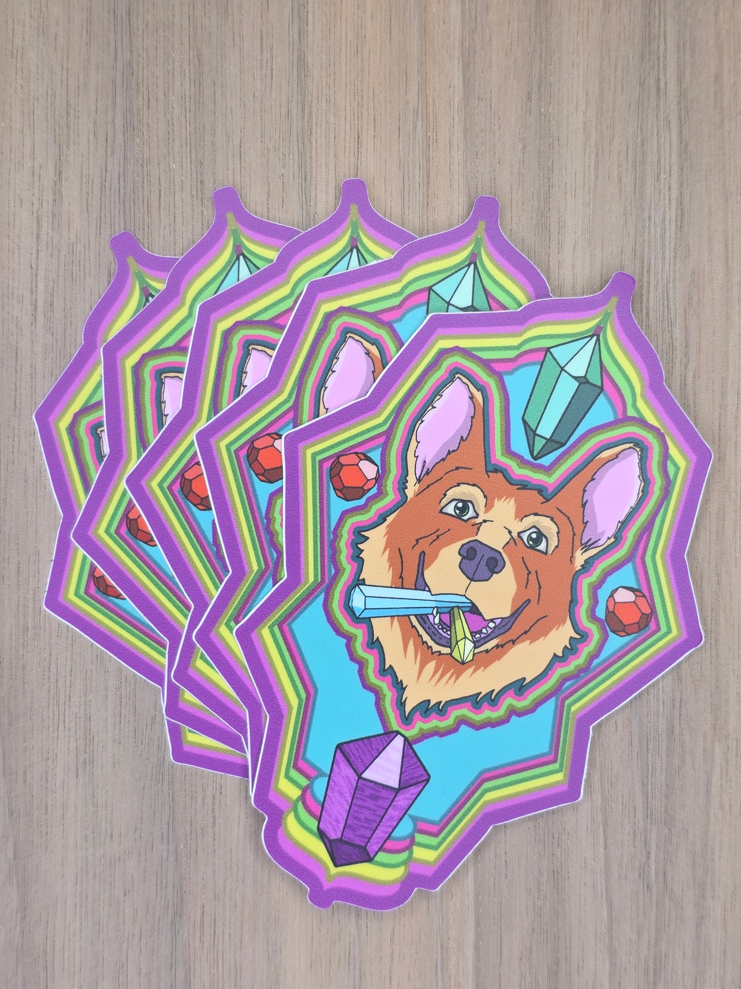 Crystal Corgi - Sticker -Trippy Tones