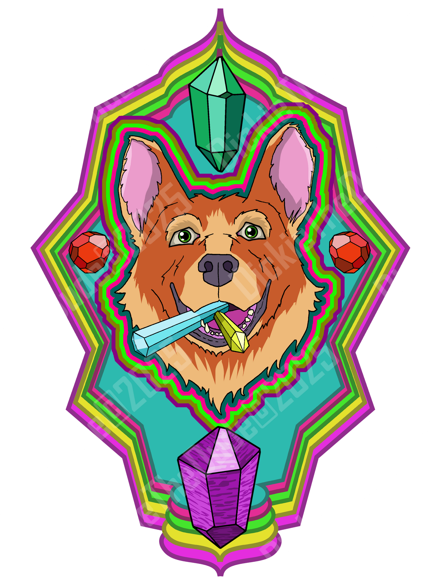 Crystal Corgi - Sticker -Trippy Tones